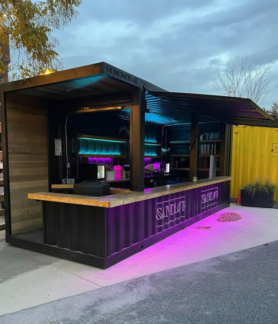 Outdoor shipping-container bar build